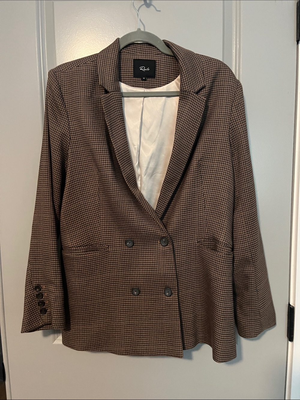 Rails Brown Houndstooth Double-Breasted Blazer